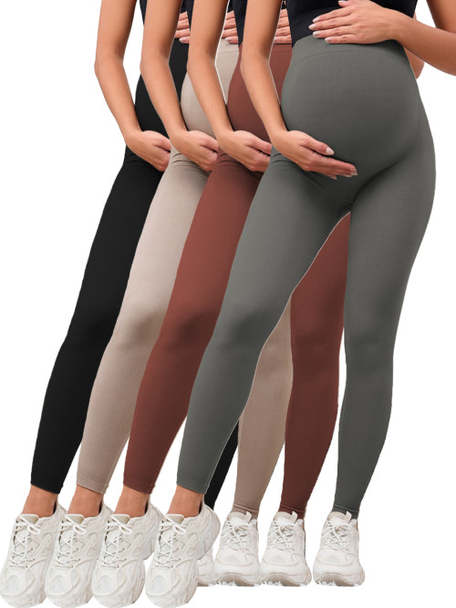Pregnancy Leggings High Waist Soft Maternity Yoga Pants Elastic Active Workout Bottoms for Women