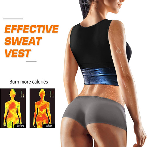 Sweat Vest Sauna Sweat Suit for Women Sauna Shirt Shapewear Blue
