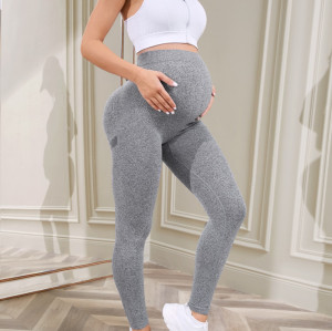 Over Belly High Waist Pregnancy Leggings Seamless Textured Full Length Maternity Active Wear
