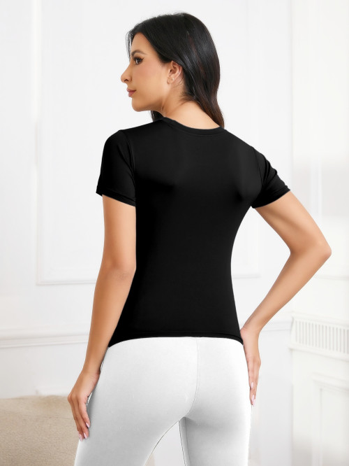 Women Quick Dry Athletic Short Sleeve Tops Slim Fit Yoga Workout Fitness T Shirts
