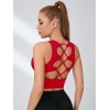 Women Hollow Crisscross Back Sports Tank Top Breathable Sleeveless Crop Workout Vest