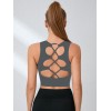 Women Hollow Crisscross Back Sports Tank Top Breathable Sleeveless Crop Workout Vest