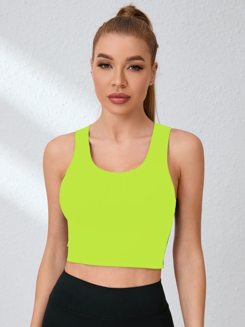 Women Hollow Crisscross Back Sports Tank Top Breathable Sleeveless Crop Workout Vest
