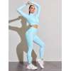 Women 2PCS Seamless Yoga Suit Long Sleeve Crop Top High Waist Leggings Fitness Set