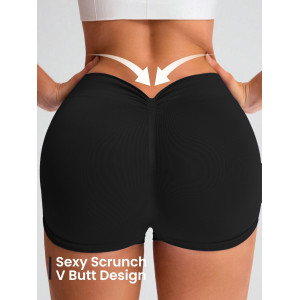 Women V Waist Scrunch Butt Yoga Shorts Seamless High Waist Gym Workout Fitness Shorts