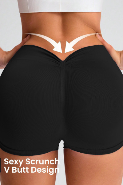 Women V Waist Scrunch Butt Yoga Shorts Seamless High Waist Gym Workout Fitness Shorts