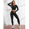 Seamless Workout Sets for Women 2 Piece Leggings Long Sleeves Crop Tops Matching