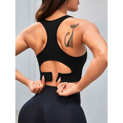 Womens Racerback Longline Sports Bra Light Support Padded Workout Crop Tank Top