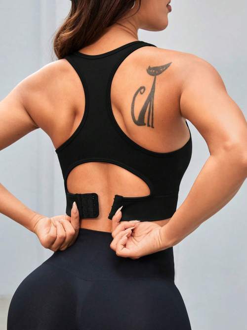 Womens Racerback Longline Sports Bra Light Support Padded Workout Crop Tank Top