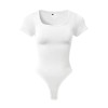 Plus Size Women Square Neck Yoga Bodysuit, Seamless Ribbed Sport Jumpsuit for Running Workout