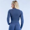 Women Seamless Knit Yoga Set, Quick Dry Long Sleeve Top Butt Lifting Pants Slim Fit Gym Outfit