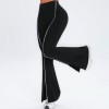 Women Line Spliced Flare Leggings, High Waist Split Hem Butt Lifting Yoga Pants for Fitness