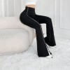 Women Line Spliced Flare Leggings, High Waist Split Hem Butt Lifting Yoga Pants for Fitness