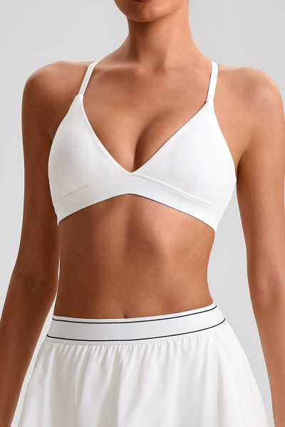 Crisscross Straps Knit Sports Bra Women High Support 100% Nylon Quick Dry Running Yoga Bra
