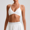 Crisscross Straps Knit Sports Bra Women High Support 100% Nylon Quick Dry Running Yoga Bra