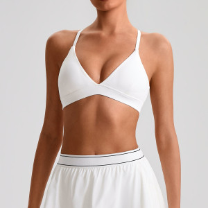 Crisscross Straps Knit Sports Bra Women High Support 100% Nylon Quick Dry Running Yoga Bra
