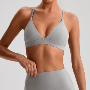 Crisscross Straps Knit Sports Bra Women High Support 100% Nylon Quick Dry Running Yoga Bra