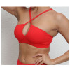 Women Thin Strap Cross Halter Yoga Bra Removable Pads Wirefree Fitness Workout Top