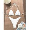 Women Ribbed Halter Tie Bikini Custom Logo Solid Two Piece Beach Swimsuit