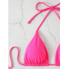Women Ribbed Halter Tie Bikini Custom Logo Solid Two Piece Beach Swimsuit