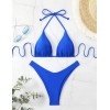 Women Ribbed Halter Tie Bikini Custom Logo Solid Two Piece Beach Swimsuit