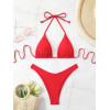 Women Ribbed Halter Tie Bikini Custom Logo Solid Two Piece Beach Swimsuit