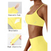 Women Square Neck Cross Back Sports Bra Soft Thin Strap Yoga Fitness Workout Top