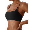 Women Square Neck Cross Back Sports Bra Soft Thin Strap Yoga Fitness Workout Top