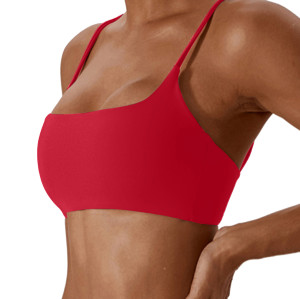 Women Square Neck Cross Back Sports Bra Soft Thin Strap Yoga Fitness Workout Top