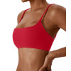 Women Square Neck Cross Back Sports Bra Soft Thin Strap Yoga Fitness Workout Top