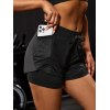 Women 2-in-1 Yoga Running Shorts Mesh Side With Phone Pocket Drawstring Workout Sport Shorts