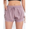 Women 2-in-1 Yoga Running Shorts Mesh Side With Phone Pocket Drawstring Workout Sport Shorts