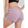 Women 2-in-1 Yoga Running Shorts Mesh Side With Phone Pocket Drawstring Workout Sport Shorts
