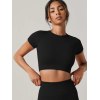 Women Seamless Short Sleeve Crop Top Round Neck Yoga Fitness Gym Running Sport T-shirt