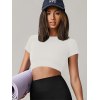 Women Seamless Short Sleeve Crop Top Round Neck Yoga Fitness Gym Running Sport T-shirt
