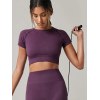 Women Seamless Short Sleeve Crop Top Round Neck Yoga Fitness Gym Running Sport T-shirt