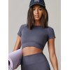 Women Seamless Short Sleeve Crop Top Round Neck Yoga Fitness Gym Running Sport T-shirt