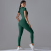 Women Half Zip Short Sleeve Yoga Jumpsuit Quick Dry Tight Fitness One Piece Sport Bodysuit