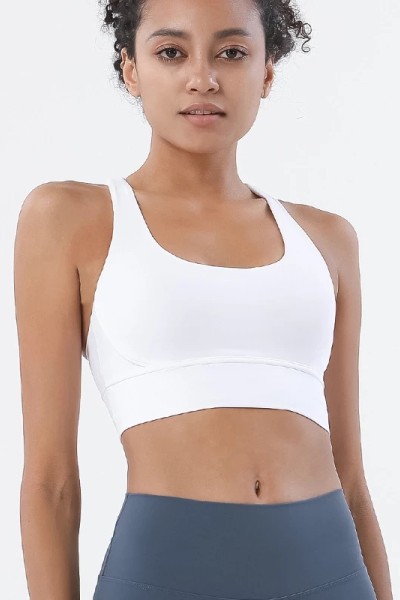 Women Strappy Criss Cross Back Sports Bra Breathable Padded Yoga Gym Fitness Top