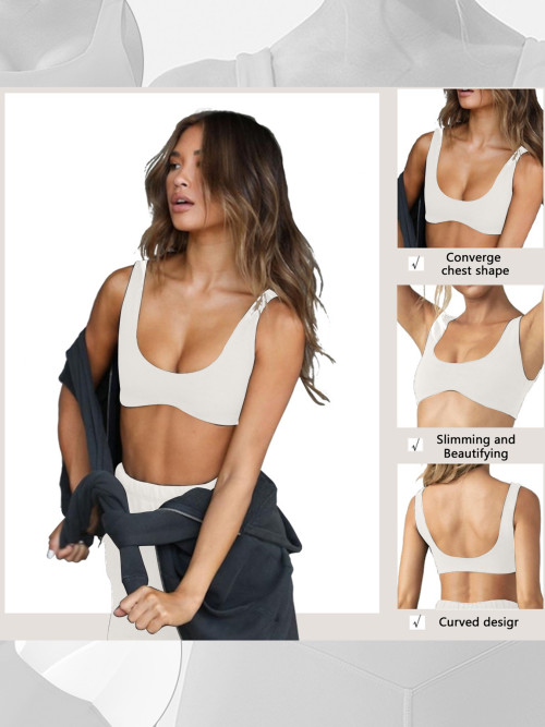 Unique Design U-Neck Sports Bra, Nude Double-Sided Brushed Yoga Top, Tight Fit Fitness Bra