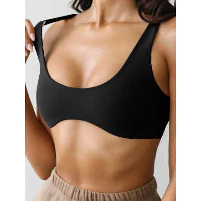 Unique Design U-Neck Sports Bra, Nude Double-Sided Brushed Yoga Top, Tight Fit Fitness Bra