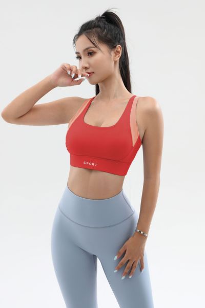 Fashion Cross Back Sports Bra for Women, High Impact Shockproof One-Piece Yoga Bra