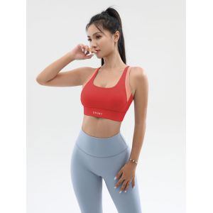 Fashion Cross Back Sports Bra for Women, High Impact Shockproof One-Piece Yoga Bra