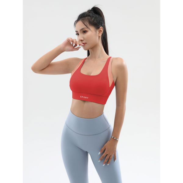 Fashion Cross Back Sports Bra for Women, High Impact Shockproof One-Piece Yoga Bra