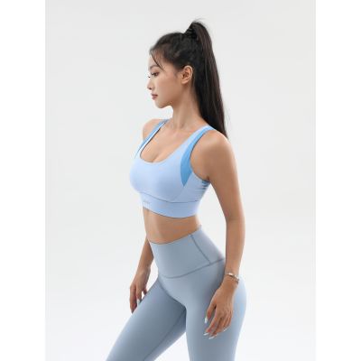 Fashion Cross Back Sports Bra for Women, High Impact Shockproof One-Piece Yoga Bra