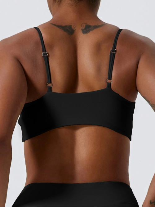 Women Twist Front Pleated Sports Bra, Shockproof Push Up Gym Crop Top, Quick Dry Yoga Workout Brassiere