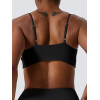 Women Twist Front Pleated Sports Bra, Shockproof Push Up Gym Crop Top, Quick Dry Yoga Workout Brassiere