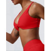 Women Twist Front Pleated Sports Bra, Shockproof Push Up Gym Crop Top, Quick Dry Yoga Workout Brassiere