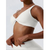 Women Twist Front Pleated Sports Bra, Shockproof Push Up Gym Crop Top, Quick Dry Yoga Workout Brassiere