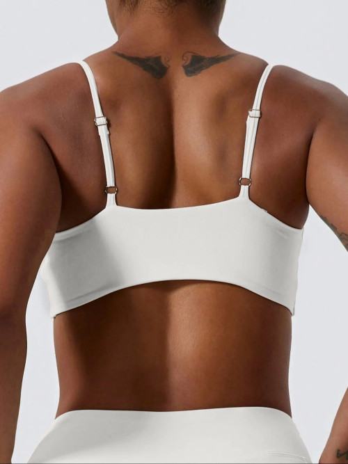 Women Twist Front Pleated Sports Bra, Shockproof Push Up Gym Crop Top, Quick Dry Yoga Workout Brassiere